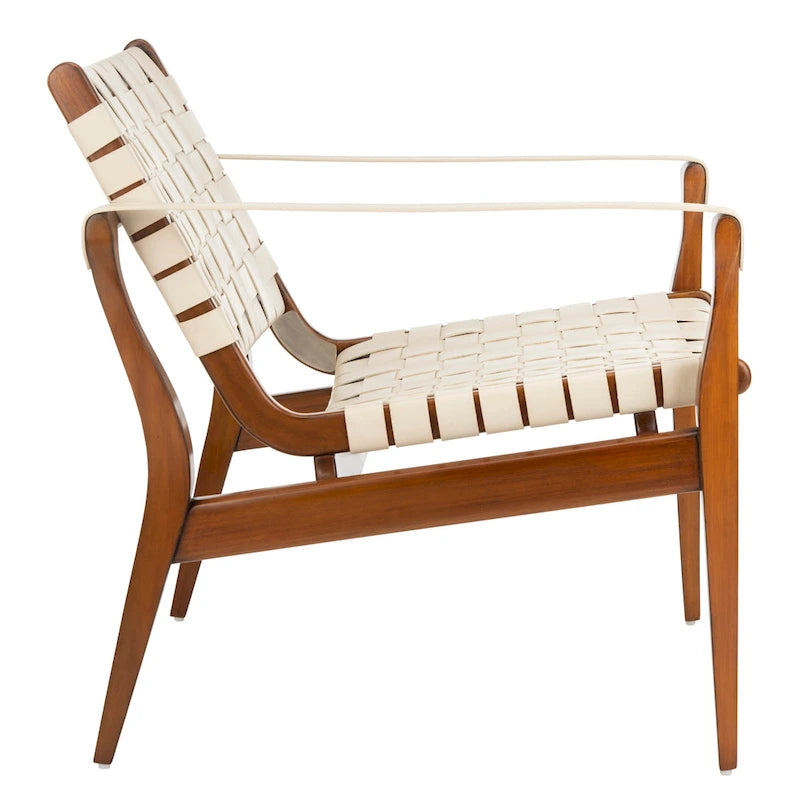 Chaise de safari en cuir Zenica SAFAVIEH Couture - 24,5 L x 30 P x 30 H - 25 L x 30 P x 30 H