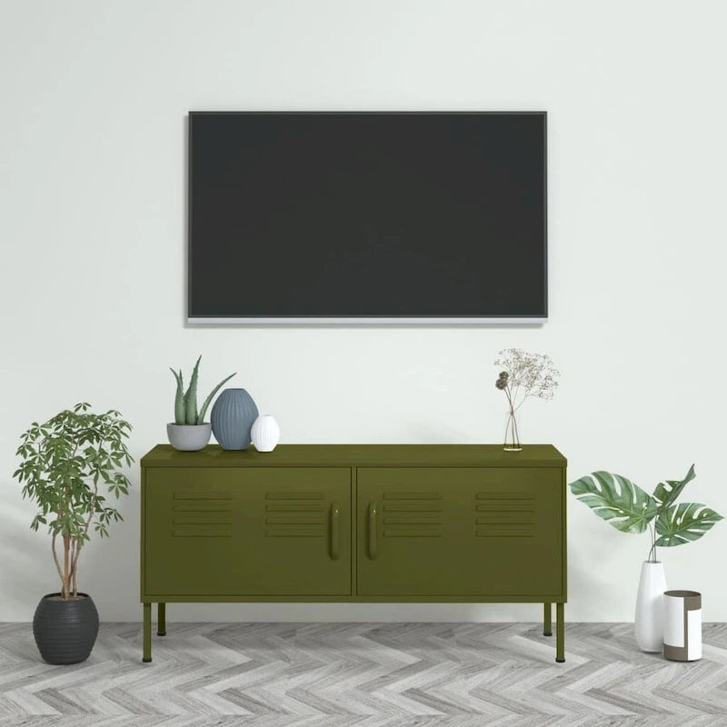 vidaXL TV Stand TV Unit Sideboard Home TV Console Media Unit Cupboard Steel - 41.3   x 13.8   x 19.7  