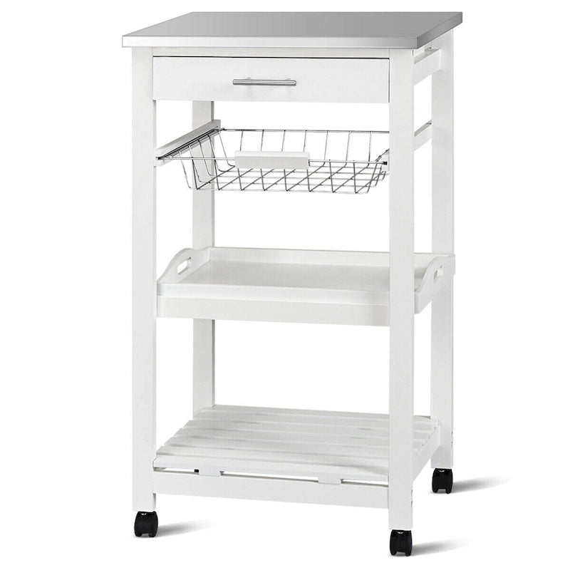 Chariot de Cuisine Roulant avec Panier de Rangement et Tiroirs - 18,5 x 14,5 x 33 (L x l x H)
