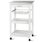 Rolling Kitchen Trolley Storage Basket And Drawers Cart - 18.5   x 14.5   x 33   ( L x W x H )