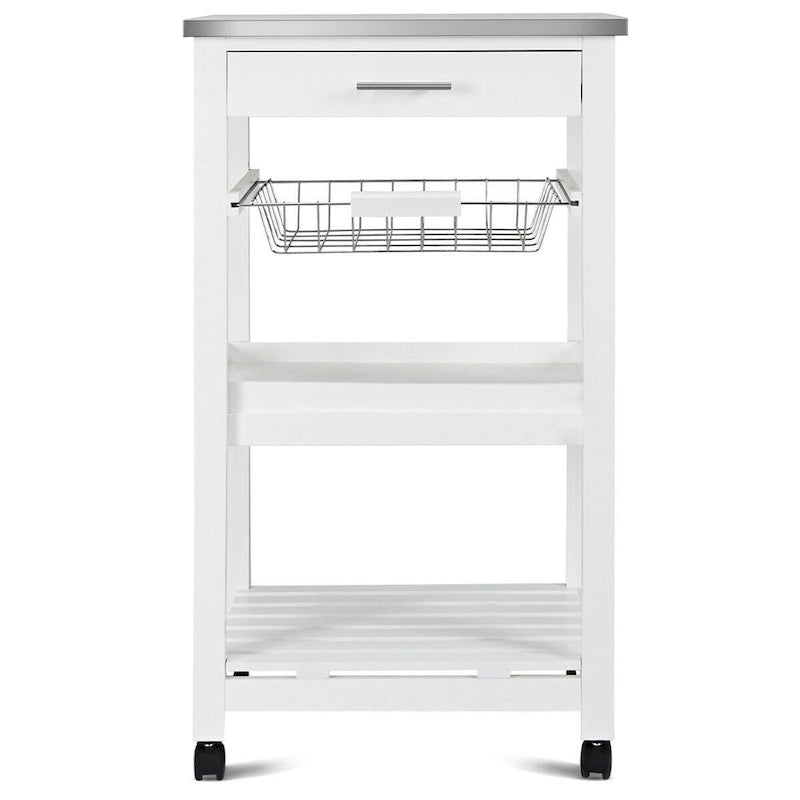 Chariot de Cuisine Roulant avec Panier de Rangement et Tiroirs - 18,5 x 14,5 x 33 (L x l x H)