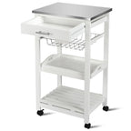 Chariot de Cuisine Roulant avec Panier de Rangement et Tiroirs - 18,5 x 14,5 x 33 (L x l x H)