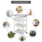 Chariot de Cuisine Roulant avec Panier de Rangement et Tiroirs - 18,5 x 14,5 x 33 (L x l x H)