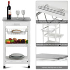 Chariot de Cuisine Roulant avec Panier de Rangement et Tiroirs - 18,5 x 14,5 x 33 (L x l x H)