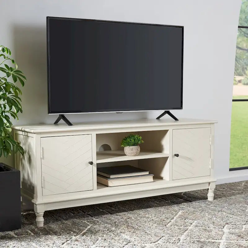 SAFAVIEH Echo 2-Door 2-Shelf Storage TV Media Stand - 47.3   W x 15.8   L x 20   H - 47Wx16Dx20H