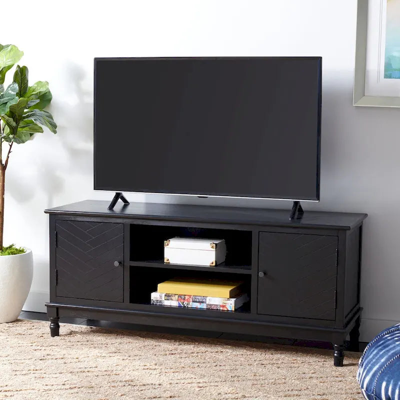 Meuble TV média de rangement 2 portes 2 étagères SAFAVIEH Echo - 47,3 L x 15,8 P x 20 H - 47x16x20
