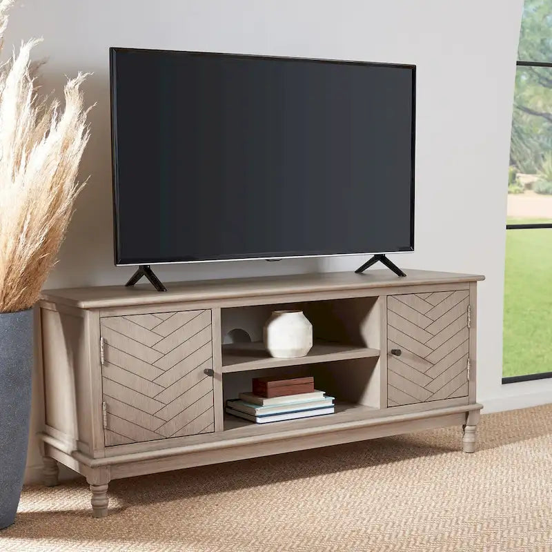 Meuble TV média de rangement 2 portes 2 étagères SAFAVIEH Echo - 47,3 L x 15,8 P x 20 H - 47x16x20