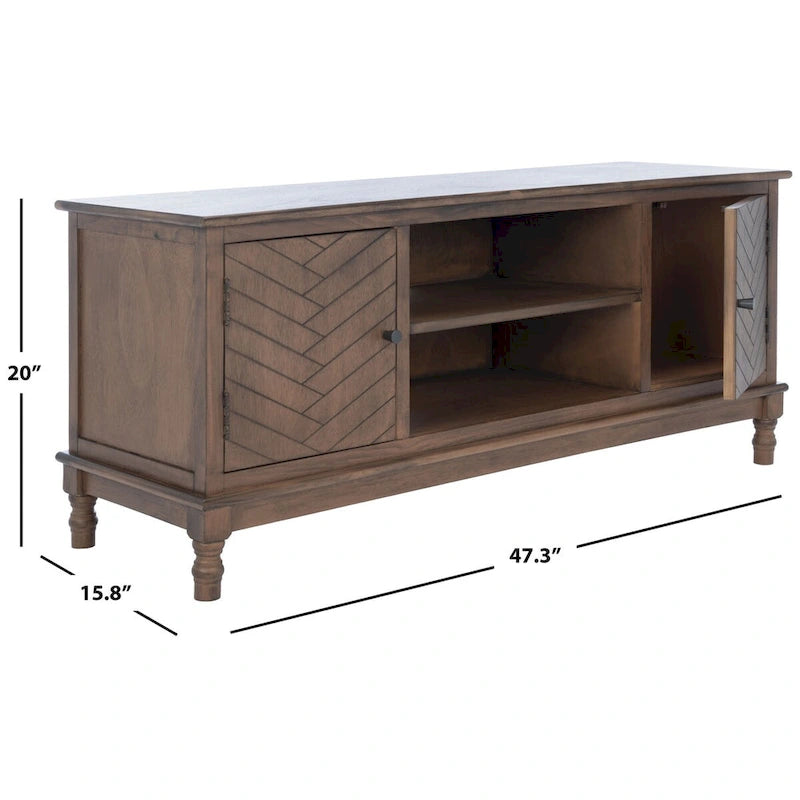 Meuble TV média de rangement 2 portes 2 étagères SAFAVIEH Echo - 47,3 L x 15,8 P x 20 H - 47x16x20