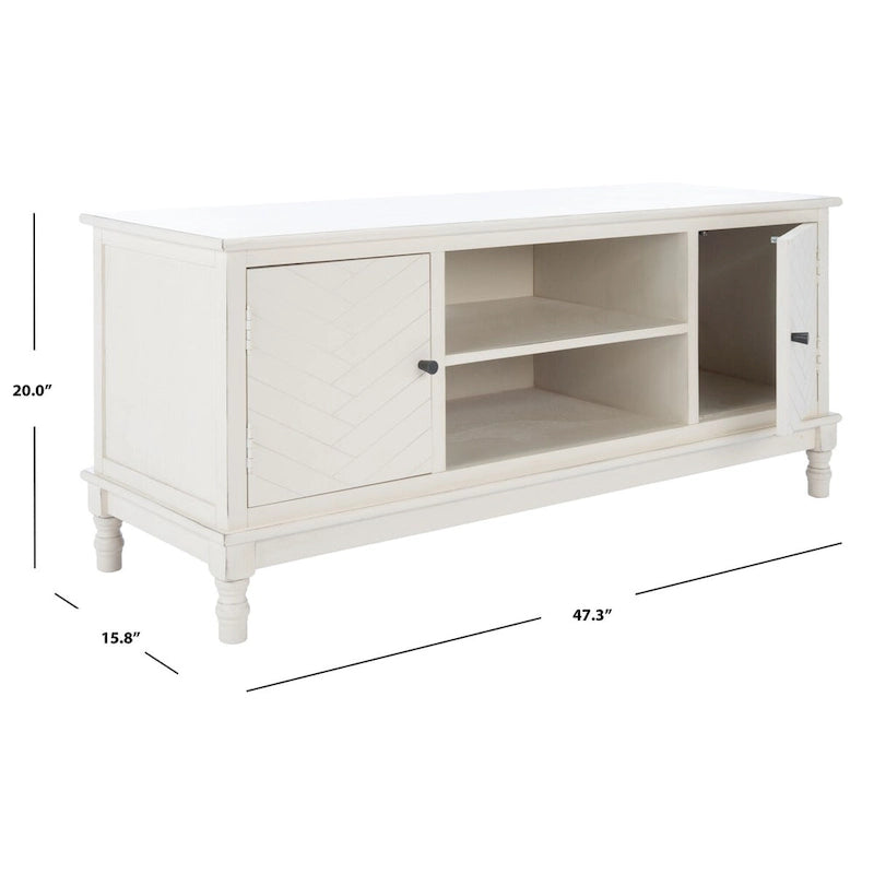Meuble TV média de rangement 2 portes 2 étagères SAFAVIEH Echo - 47,3 L x 15,8 P x 20 H - 47x16x20