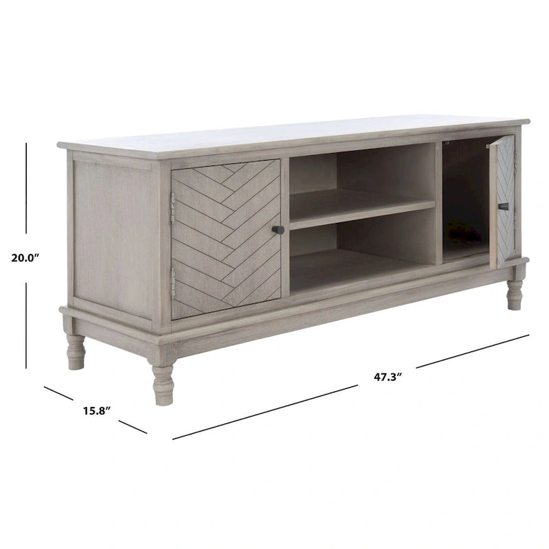 Meuble TV média de rangement 2 portes 2 étagères SAFAVIEH Echo - 47,3 L x 15,8 P x 20 H - 47x16x20