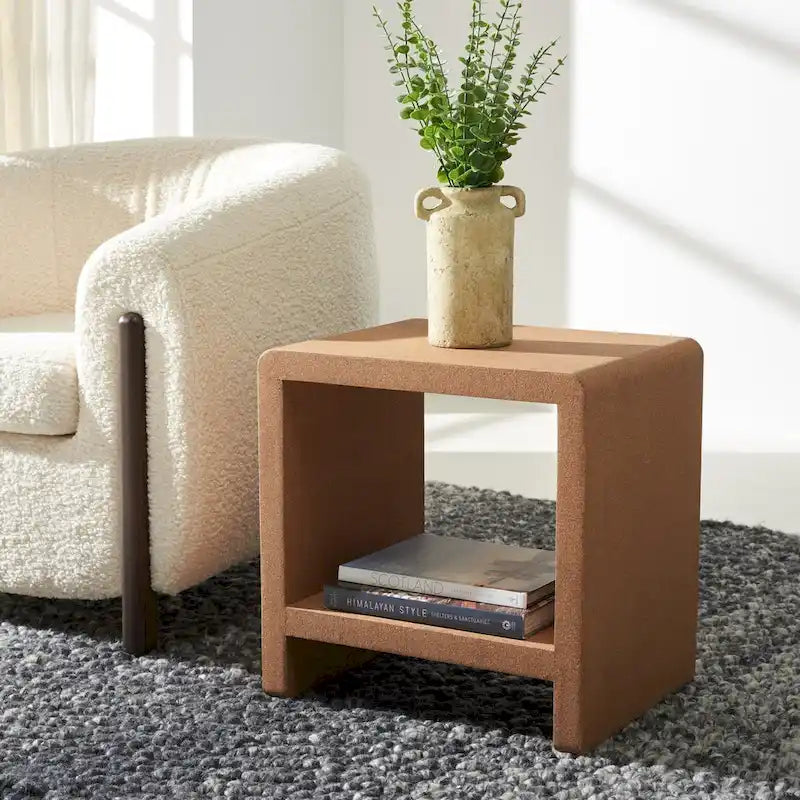 SAFAVIEH Couture Liivia Cork Cork Accent Table - 18   W x 14   D x 18   H - 18Wx14Dx18H