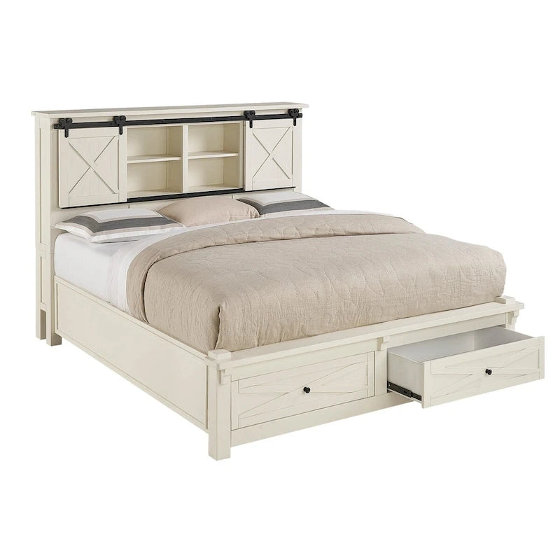 Lit plateforme de rangement en bois massif Shanna Simply Solid