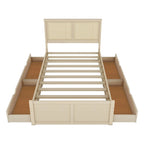 Lit plateforme de rangement Harper&Bright Designs avec tête de lit en rotin et 4 tiroirs