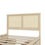 Lit plateforme de rangement Harper&Bright Designs avec tête de lit en rotin et 4 tiroirs