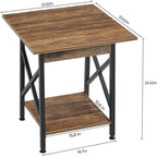 Table d'appoint industrielle de 61 cm – 60 cm (P) x 60 cm (L) x 59,5 cm (H)