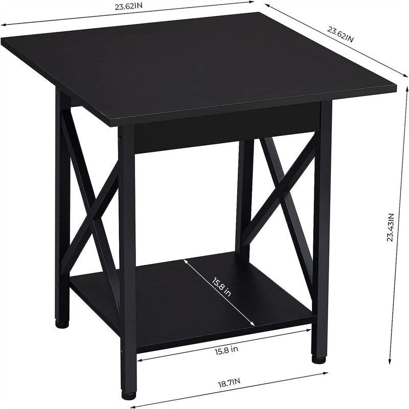 Table d'appoint industrielle de 61 cm – 60 cm (P) x 60 cm (L) x 59,5 cm (H)