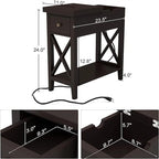 Table d'appoint avec plateau relevable et station de charge