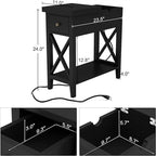 Table d'appoint avec plateau relevable et station de charge