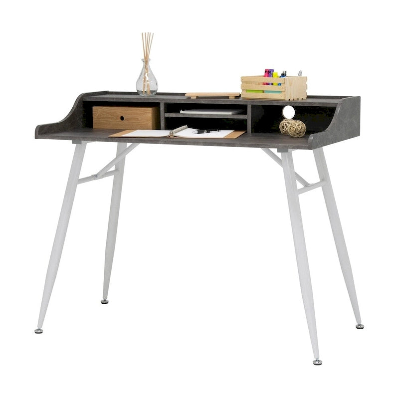 Calico Designs Woodford Bureau moderne large de 45 po, secrétaire, écritoire, avec petite huche de rangement et pieds effilés en métal