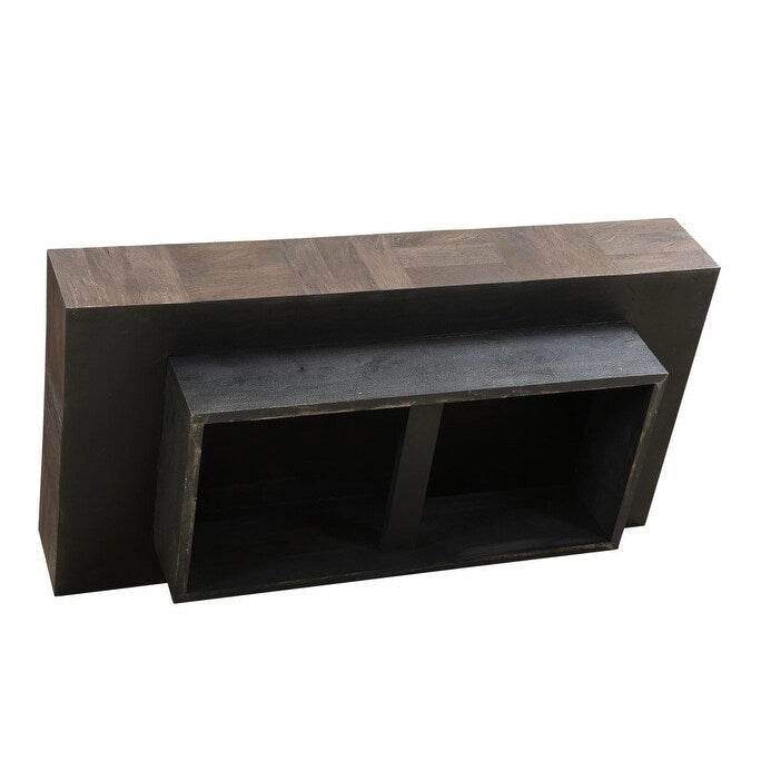 HomeRoots 59 Table Basse en Bois Massif Marron Foncé et Noir - 59