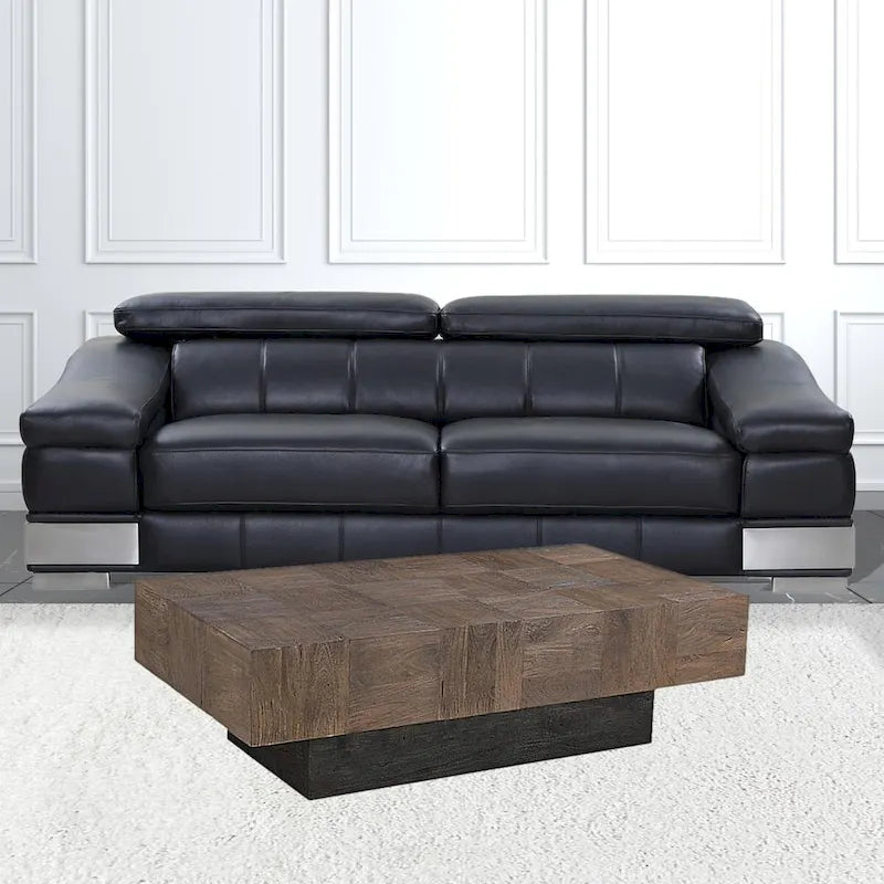 HomeRoots 59 Table Basse en Bois Massif Marron Foncé et Noir - 59