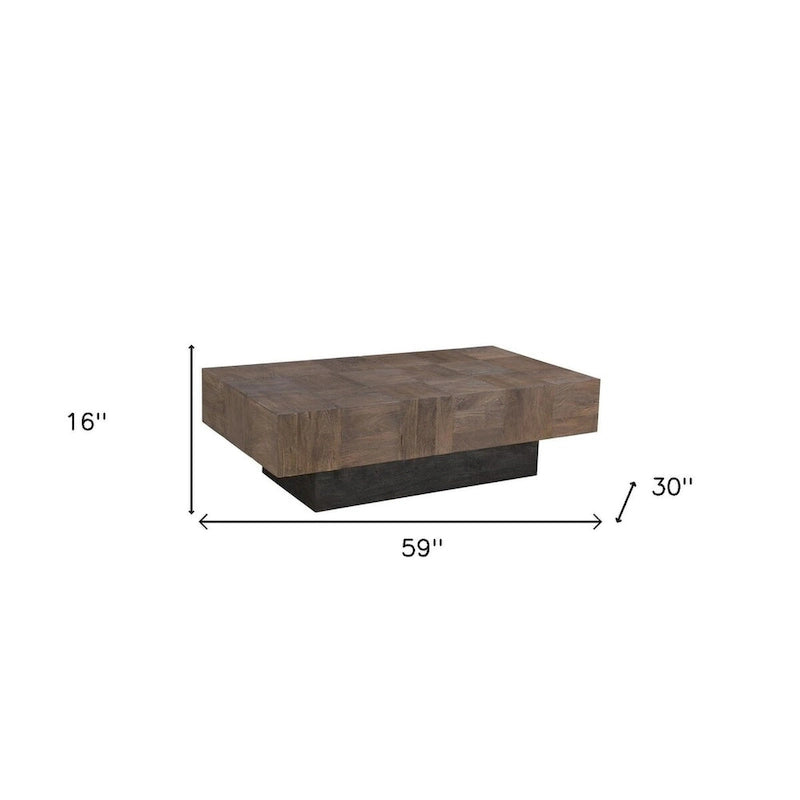 HomeRoots 59 Table Basse en Bois Massif Marron Foncé et Noir - 59