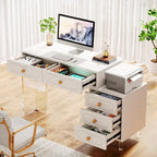 Bureau d'ordinateur moderne à 5 tiroirs avec base en acrylique