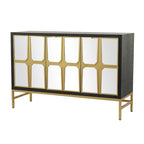 Meuble bas en bois avec façade miroir - Doré ou Noir - Roche River Decor