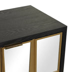Meuble bas en bois avec façade miroir - Doré ou Noir - Roche River Decor