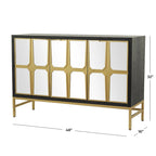 Meuble bas en bois avec façade miroir - Doré ou Noir - Roche River Decor